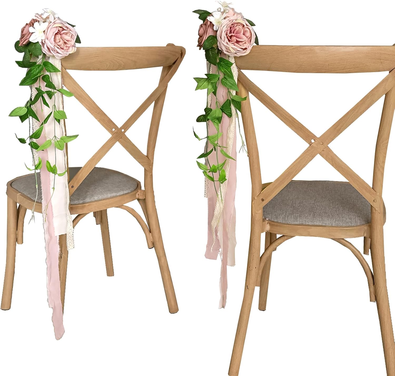 Lookein Set of 8 Pew Flowers Dusty Rose Wedding Decor