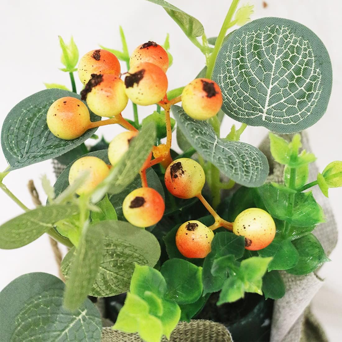 FUNAT Artificial Flower Pot Grey Office Home Decor