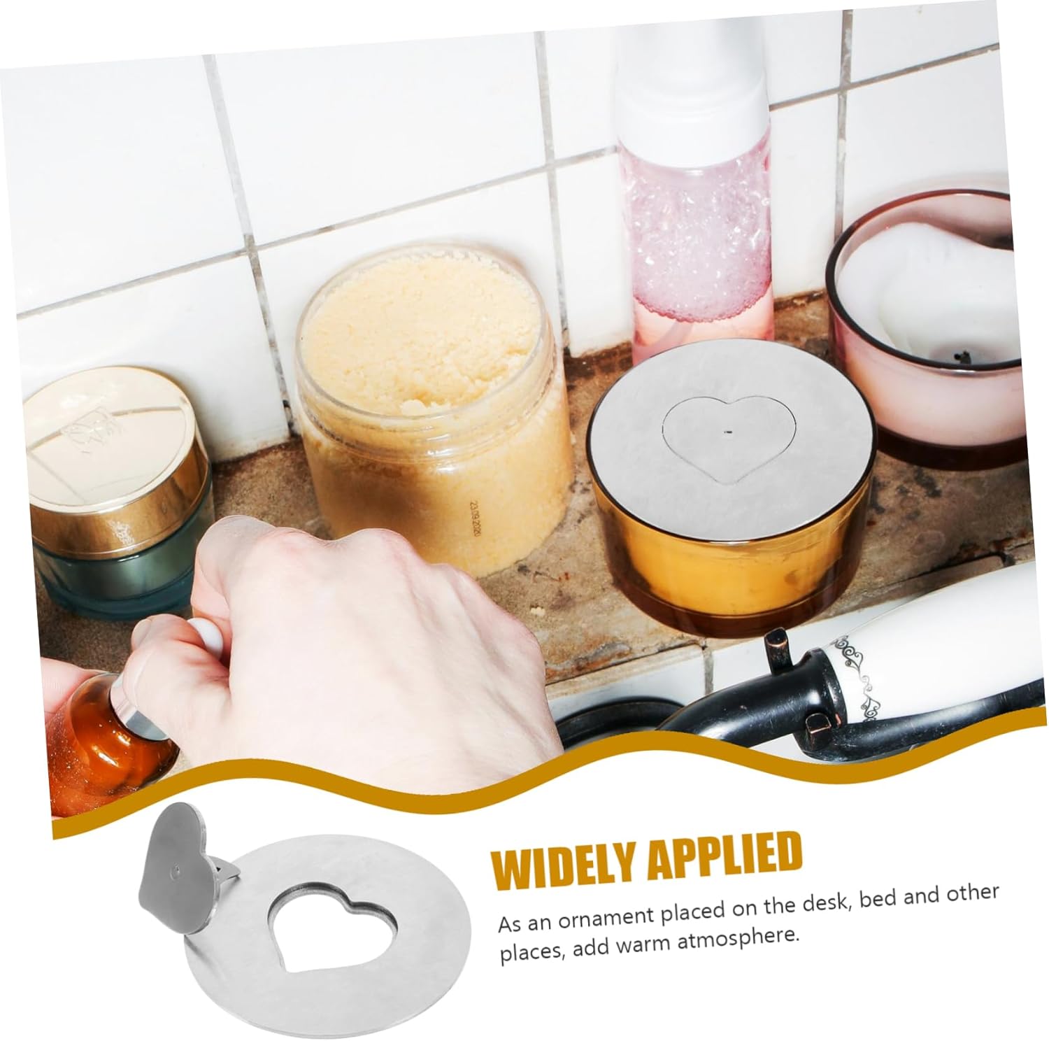 Vaguelly 1pc Stainless Steel Candle Jar Lid Cover Topper Shade Sleeve