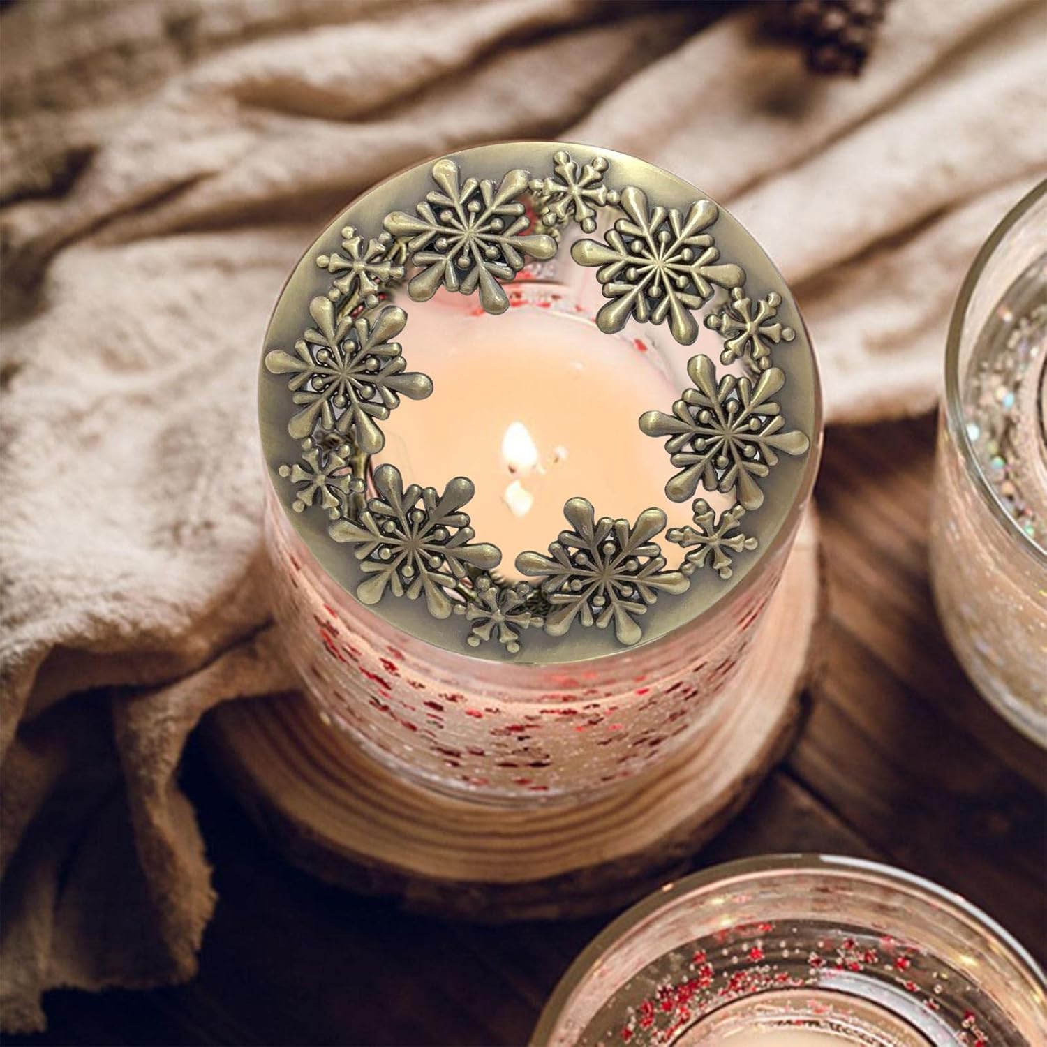 Antique Candle Covers with Bronze Metal Lids