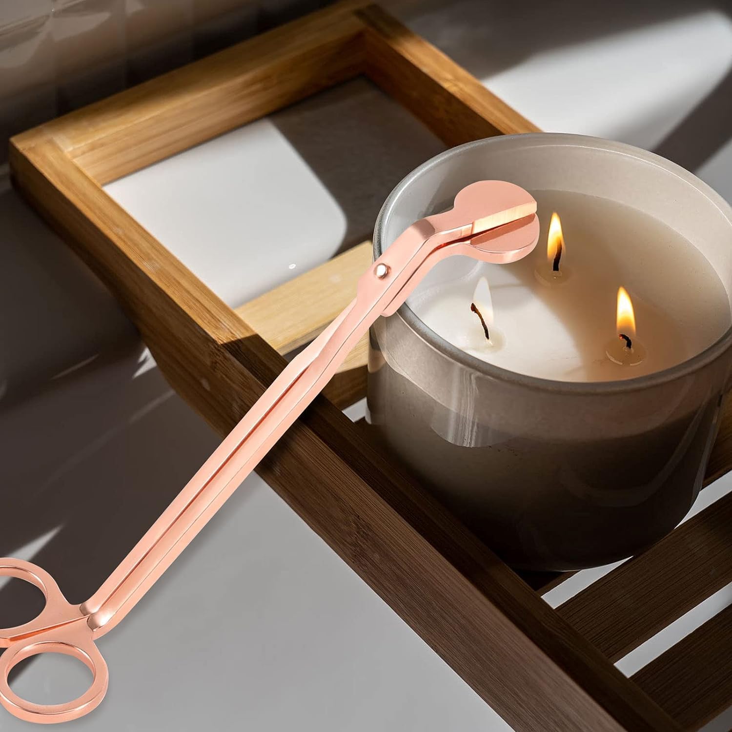 2pcs Rose Gold Candle Wick Trimmer with Stainless Steel Blades