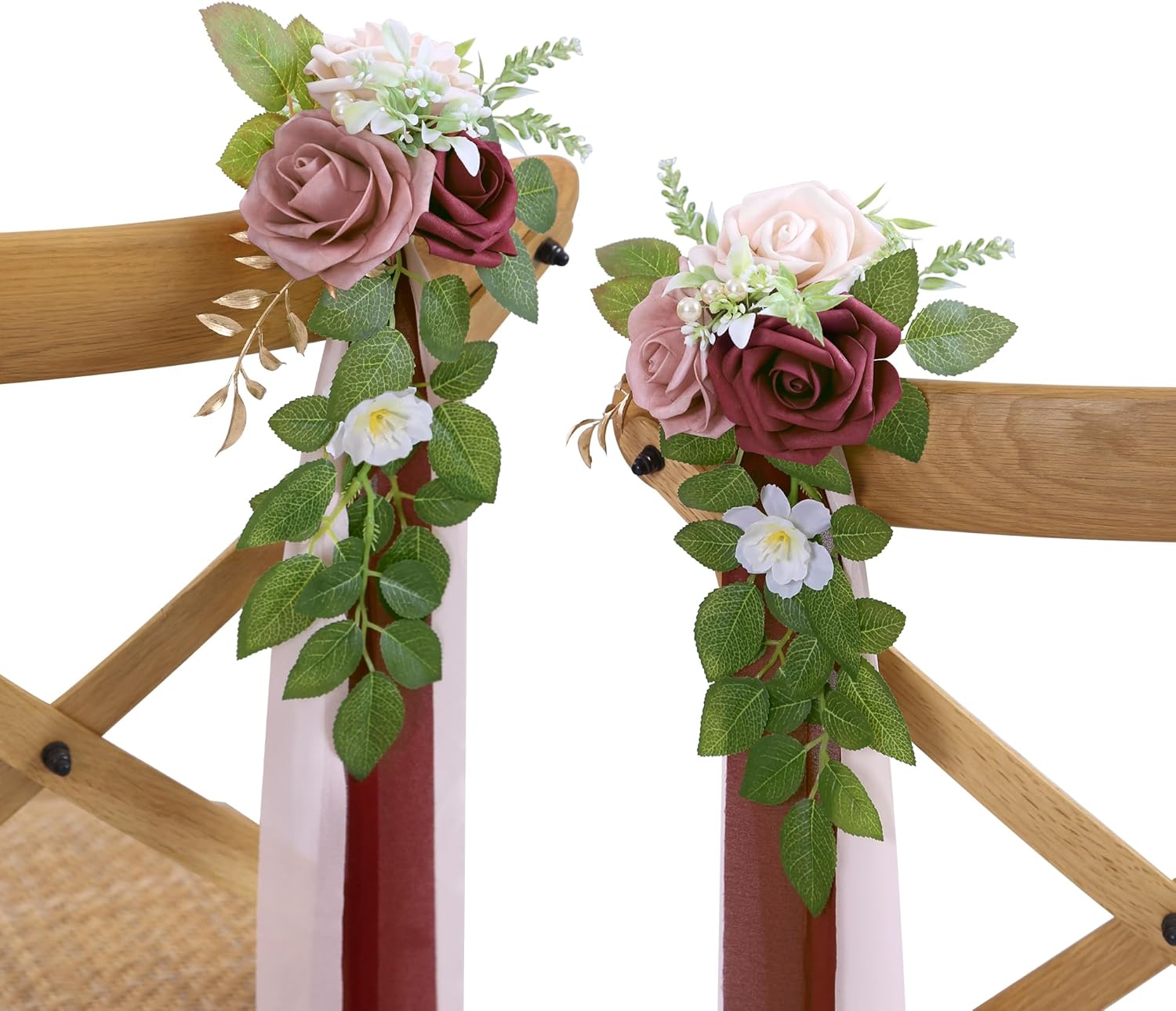 10 Wedding Aisle Decorations for Ceremony - Burgundy Chair Flowers