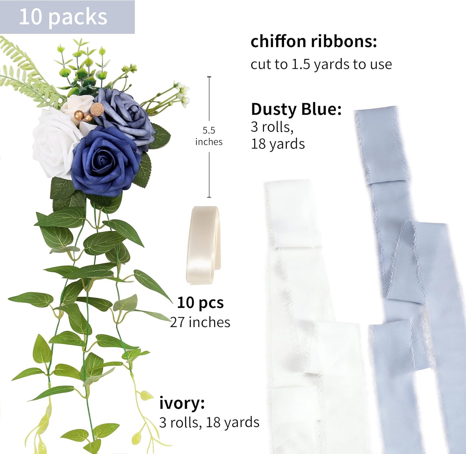 DORIS HOME Wedding Aisle Decorations Pew Flowers Set of 10