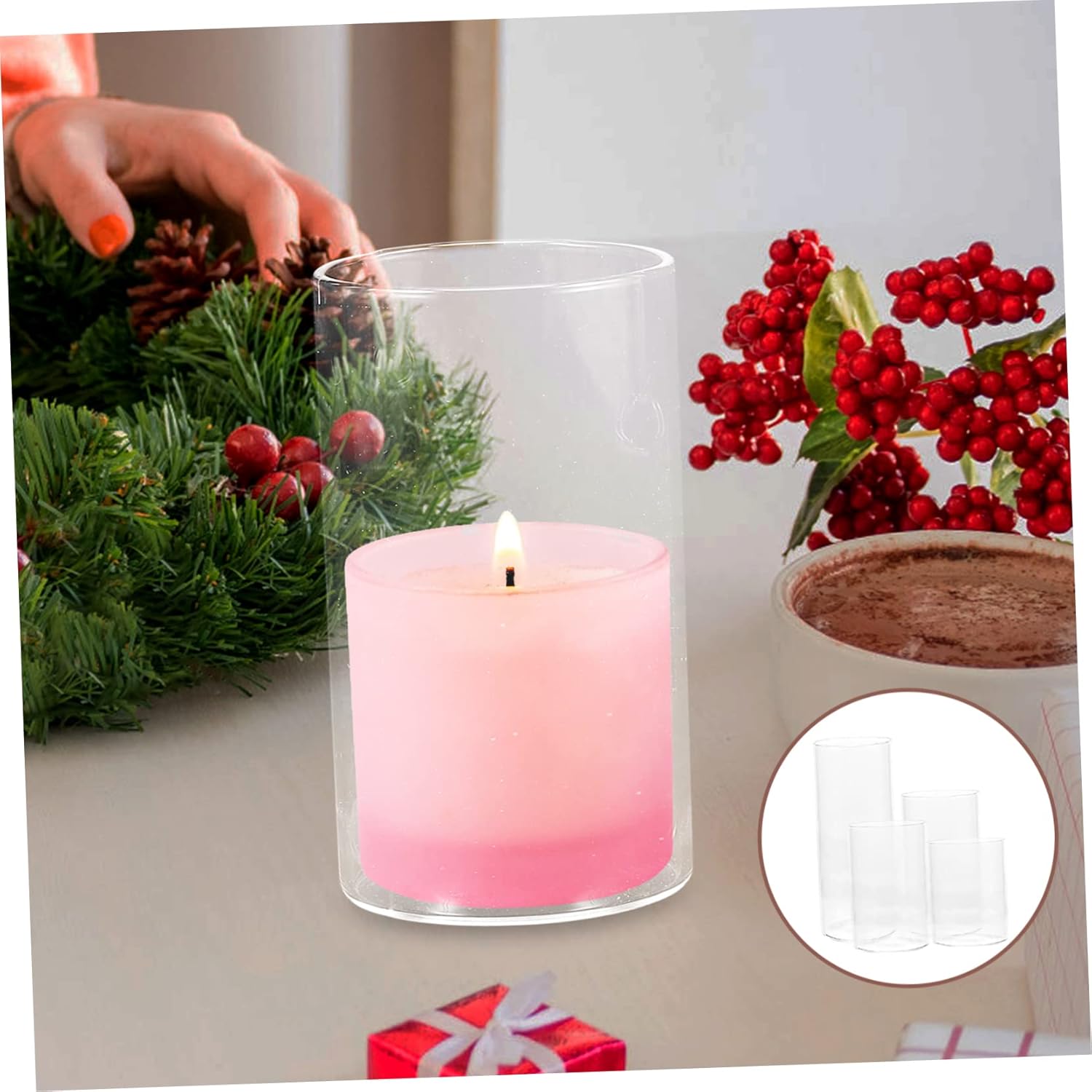 Cabilock 4Pcs Glass Candle Shades Windproof Holders for Decorations