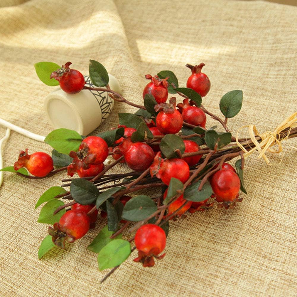SHQ Artificial Flowers Pomegranate Gray Bunch Decor