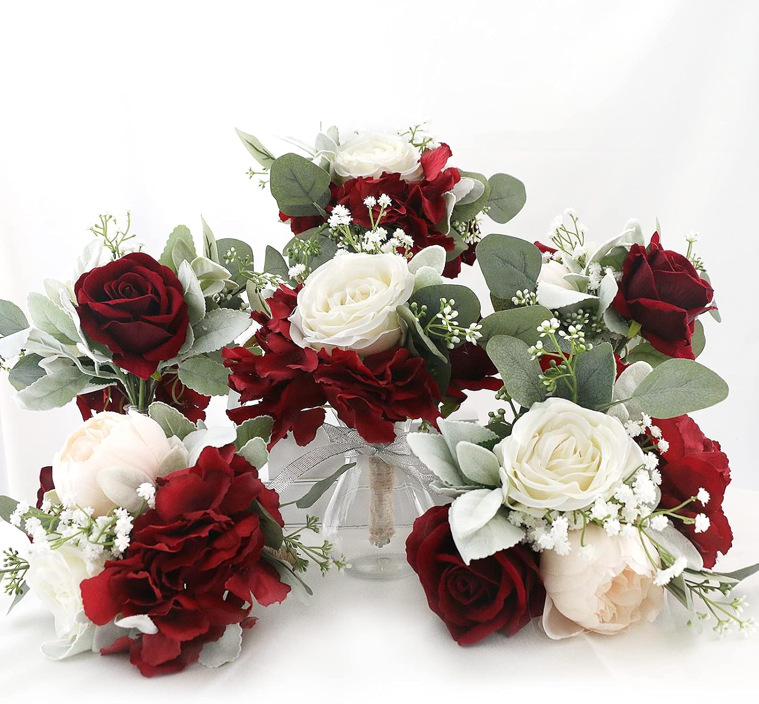 Artificial Flowers Bridesmaids Bouquets Set of 6