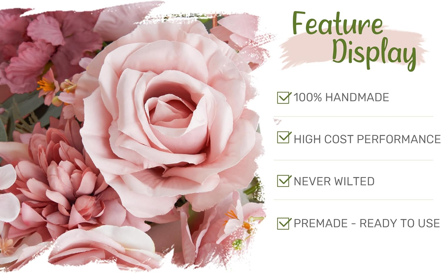 WEDFLOR Wedding Arch Flowers with Drapes Kit Pack of 4