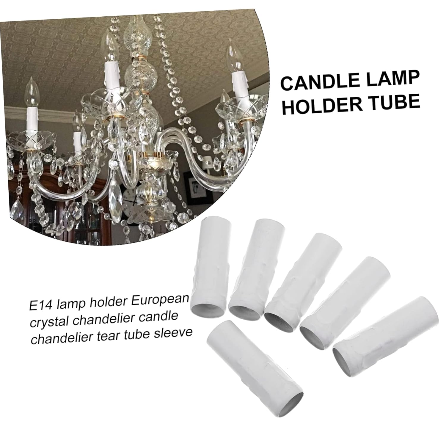 Wakauto 6Pcs Teardrop Candle Socket Covers for Chandeliers