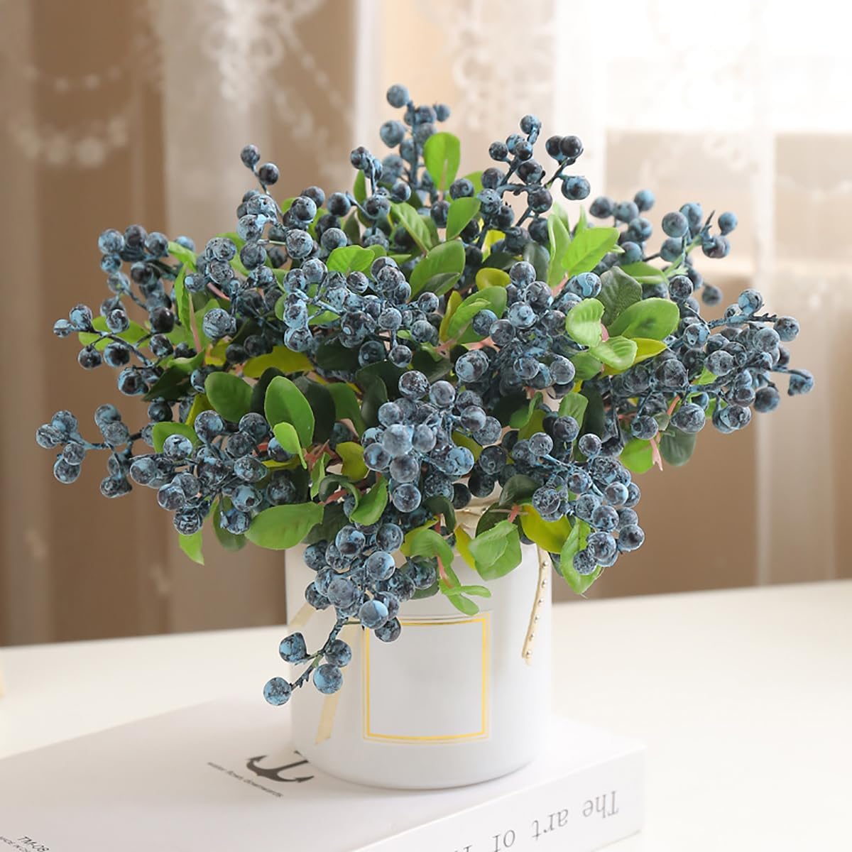 10 Pcs Artificial Blueberry Stems for Home Decoration