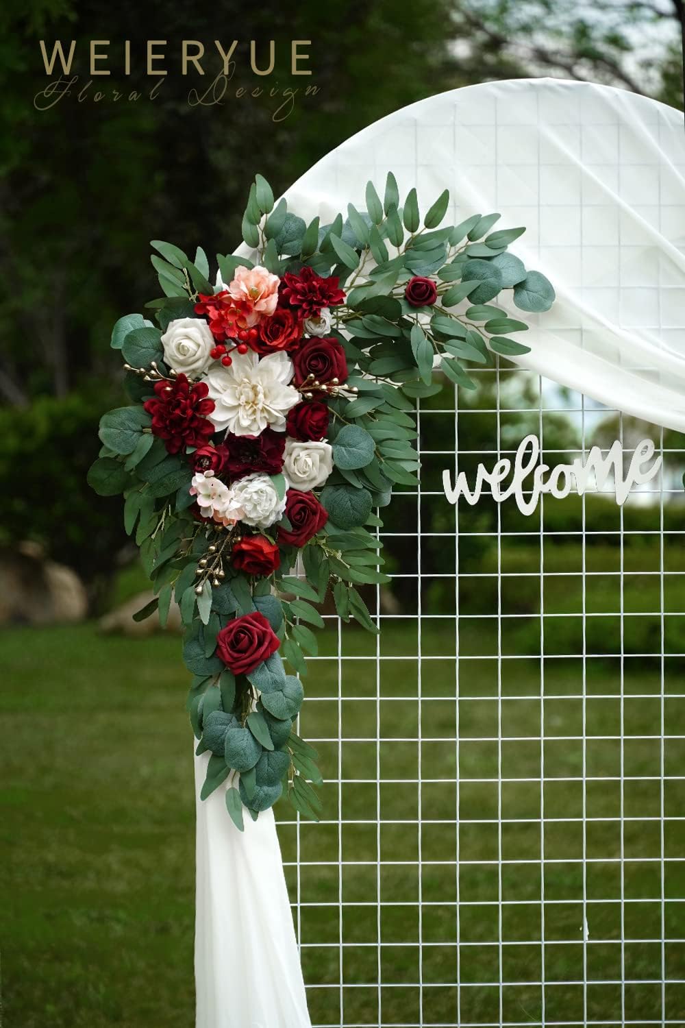 Burgundy Wedding Arch Flowers Kit with Drape