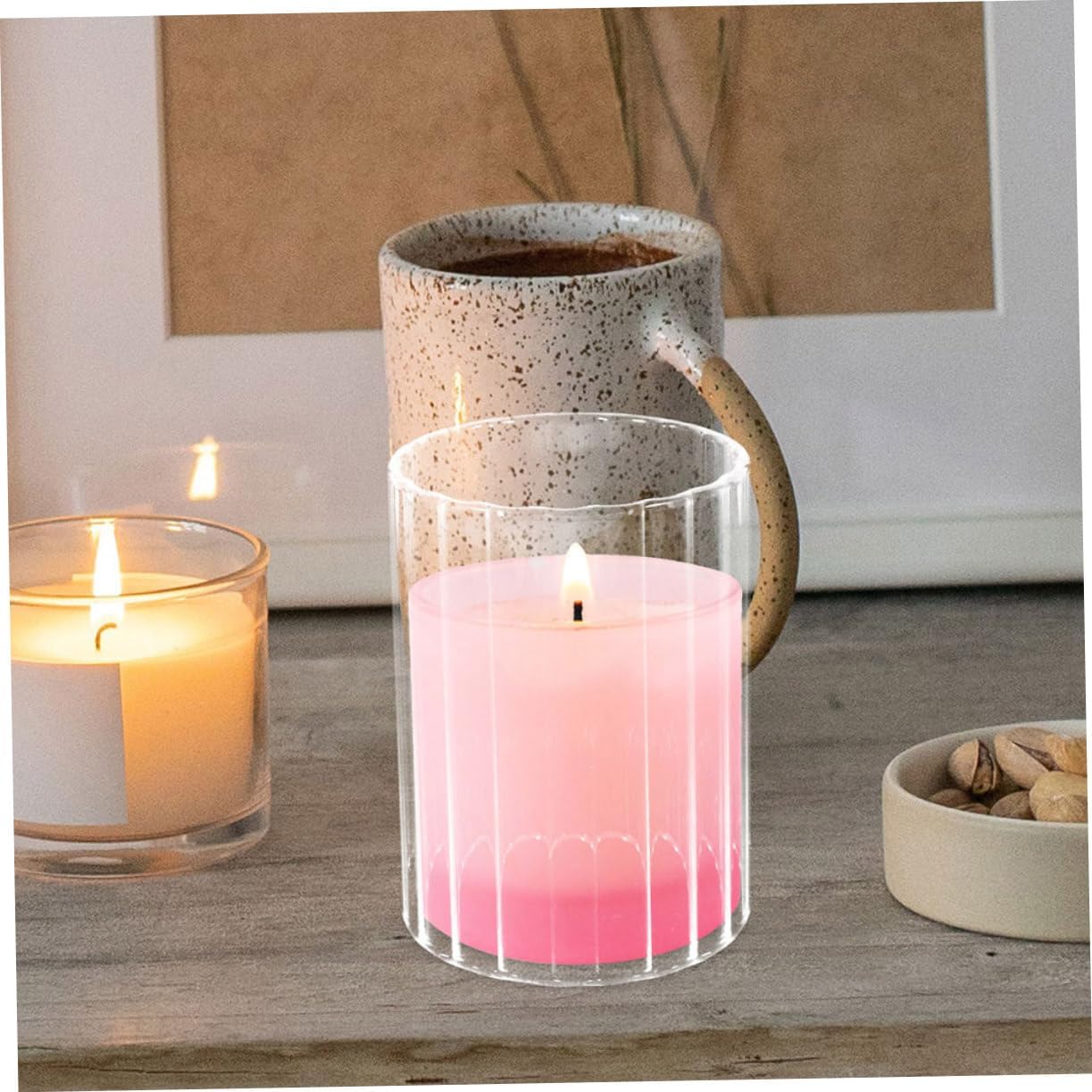 MAGICLULU Clear Glass Candle Holder Sleeve for Pillar and Taper Candles