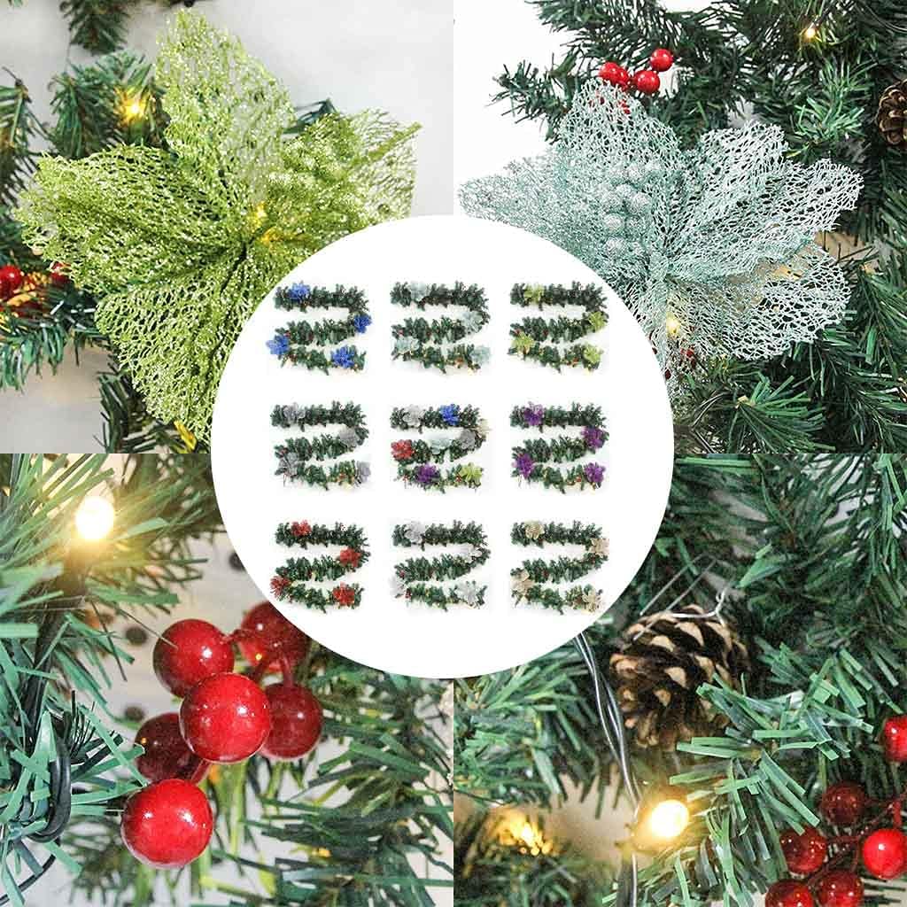 27m 9ft Christmas LED Rattan Red Flower Decorative Wreath