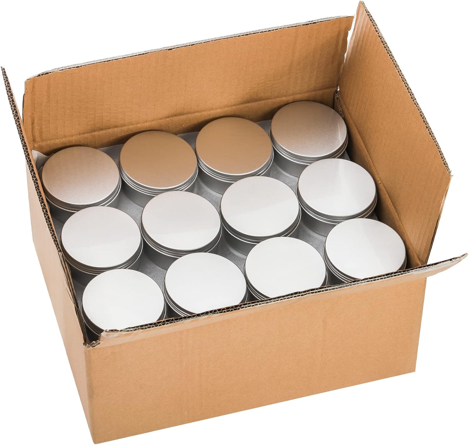 Foraineam 48 Pack 4 Oz Screw Lid Metal Round Tins