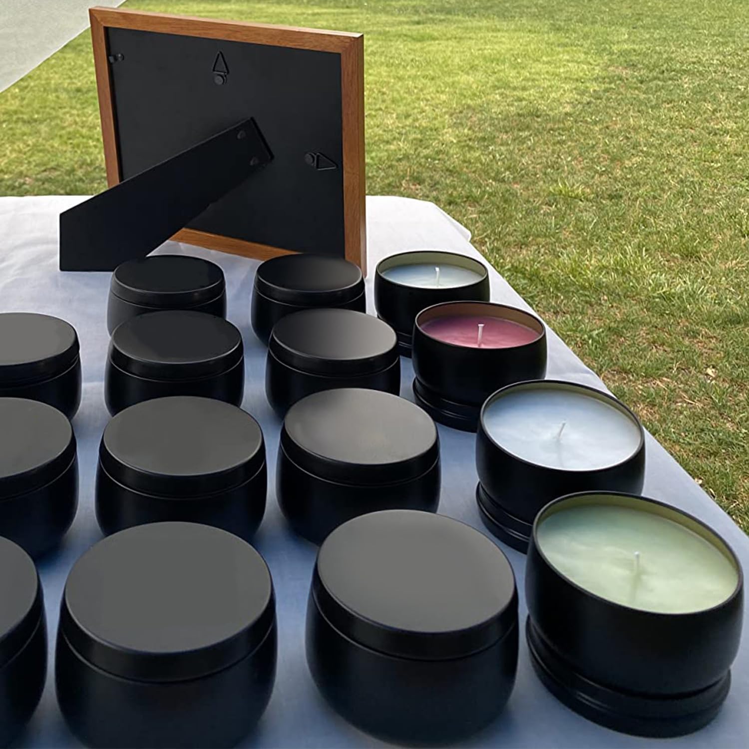 GENHAKON 24 Pack 8 Oz Black Candle Tins