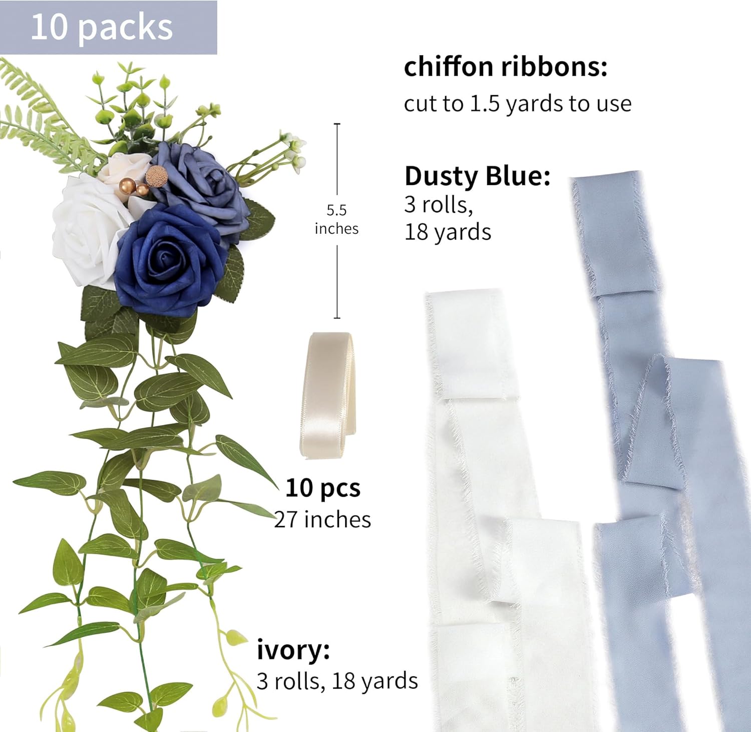 Doris Home Wedding Chair Decorations Set of 10