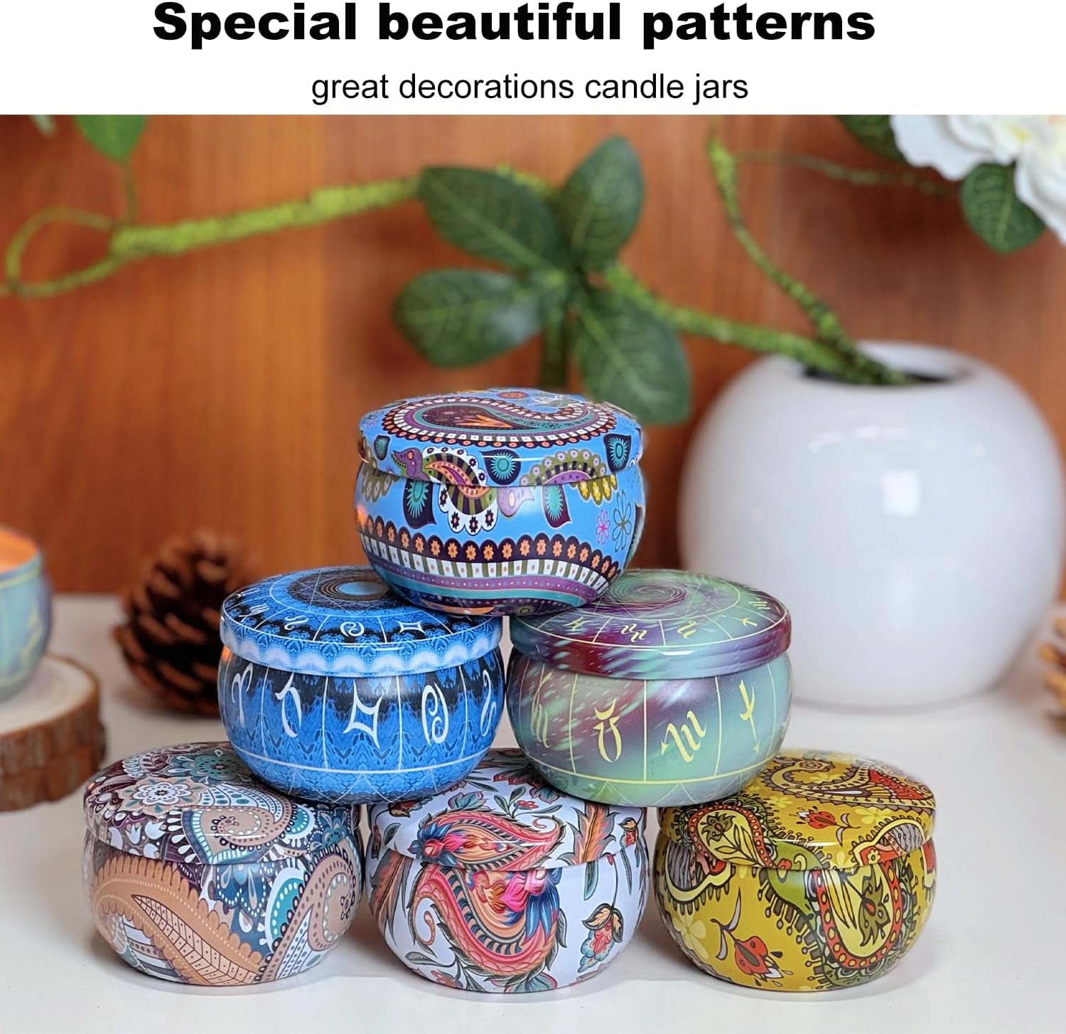 Phinicco 24 Pcs 25oz Candle Tins with Lids