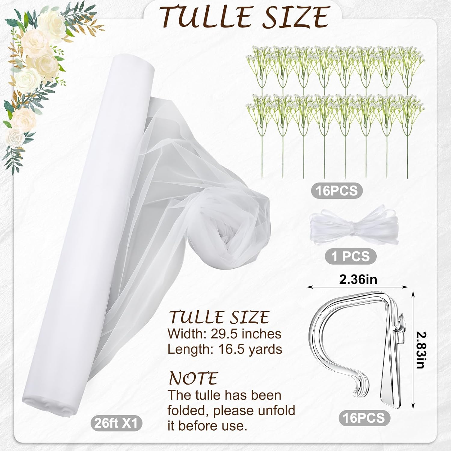 Riceshoot 34 Pcs Wedding Decor Set for Church Pew