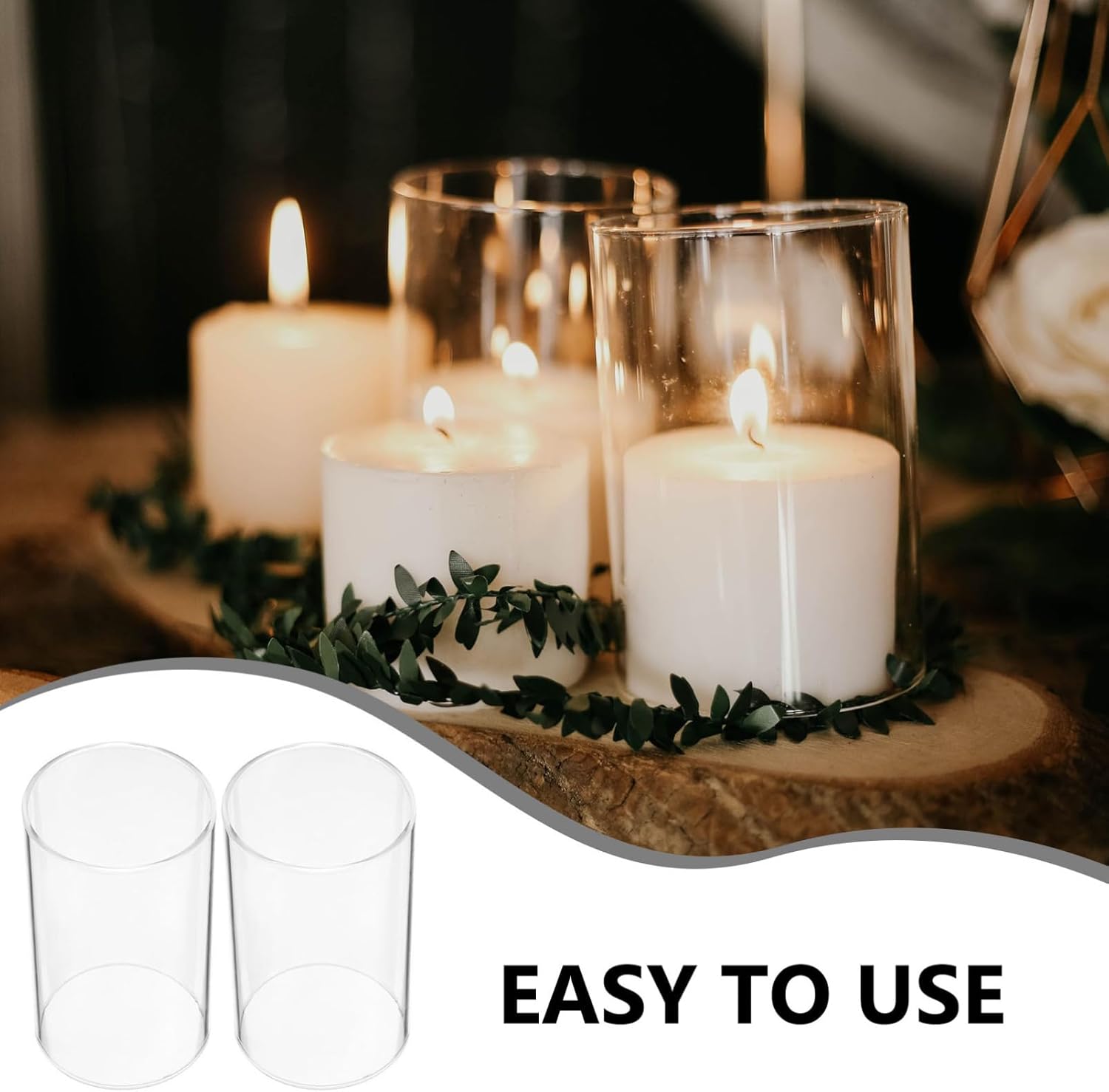 Cabilock 4pcs Glass Candle Lampshade Cover for Pillar Candles