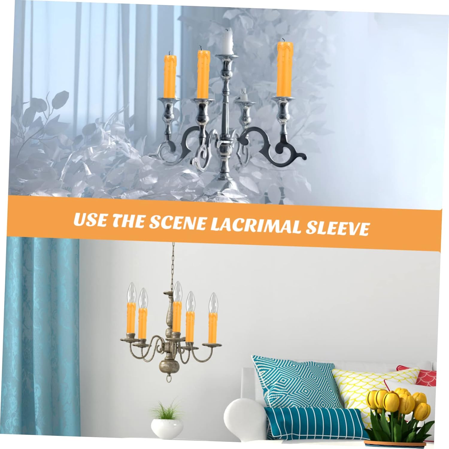 Mikikit 20Pcs Lightweight Tear Pattern Candle Sleeves for Chandeliers