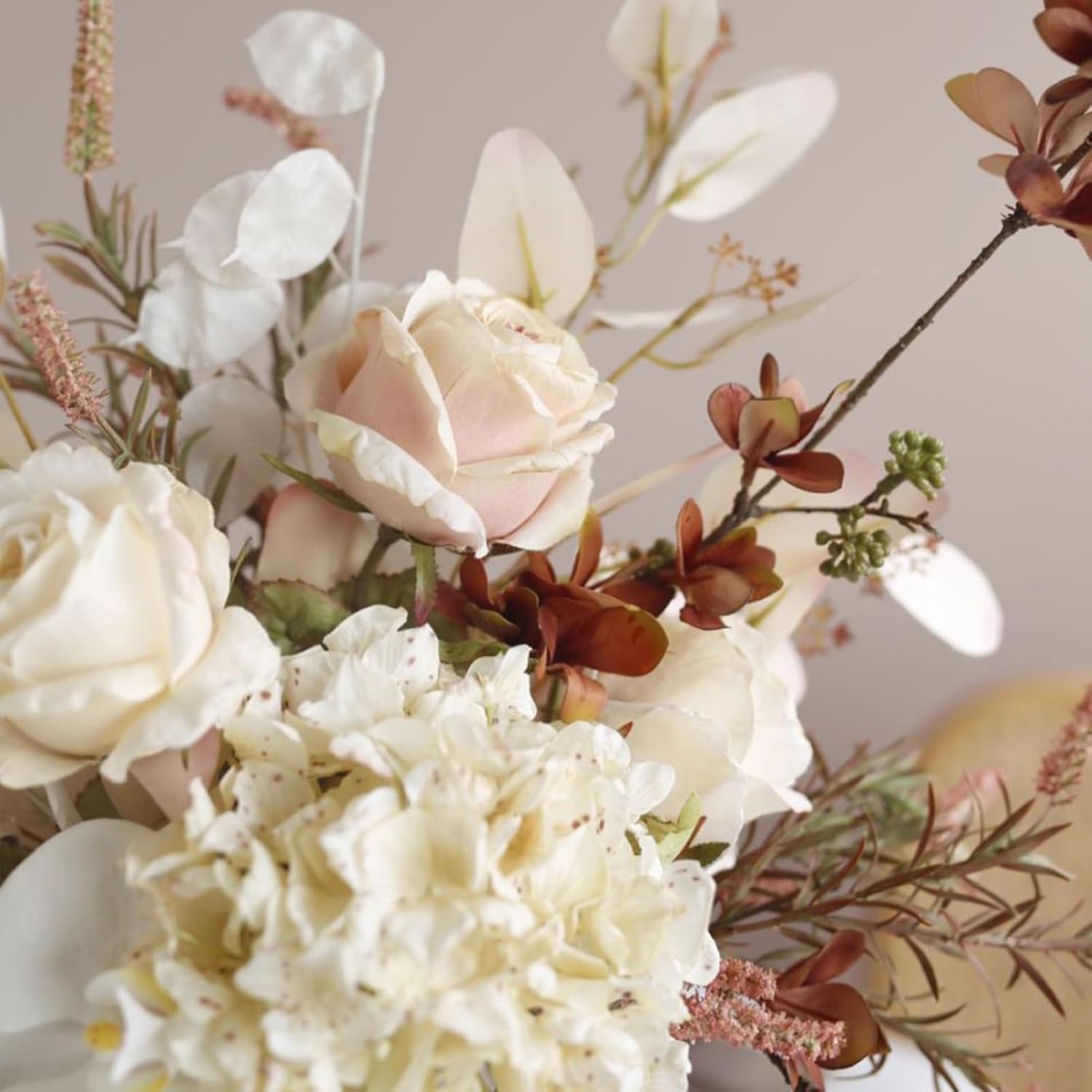 Autumn Rose Hydrangea Artificial Flower Bouquet White