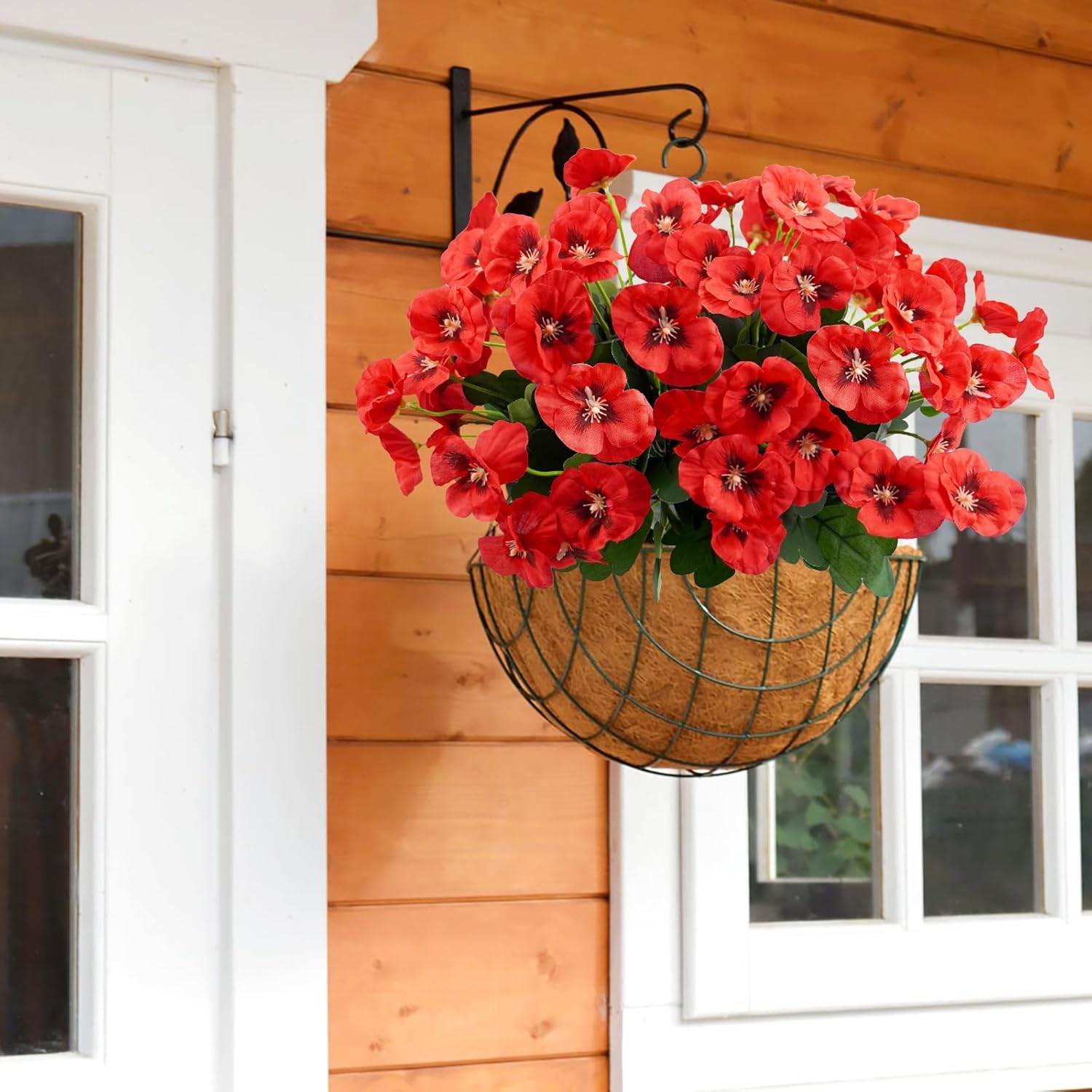 Agusbagli 6-Piece Artificial Pansy Flowers Set Red