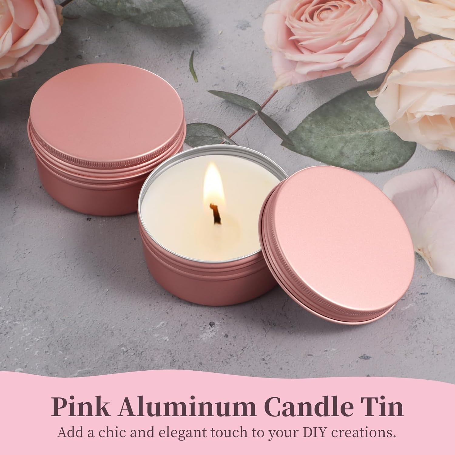 OMISTAR 18 Pcs Screw Top Metal Tins for Candles and Storage