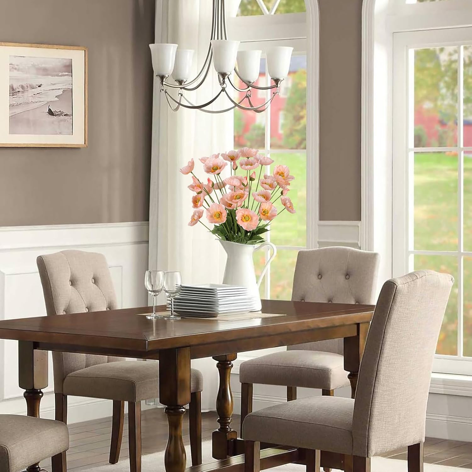 ICBOX Poppy Flowers Artificial 8PCS Champagne