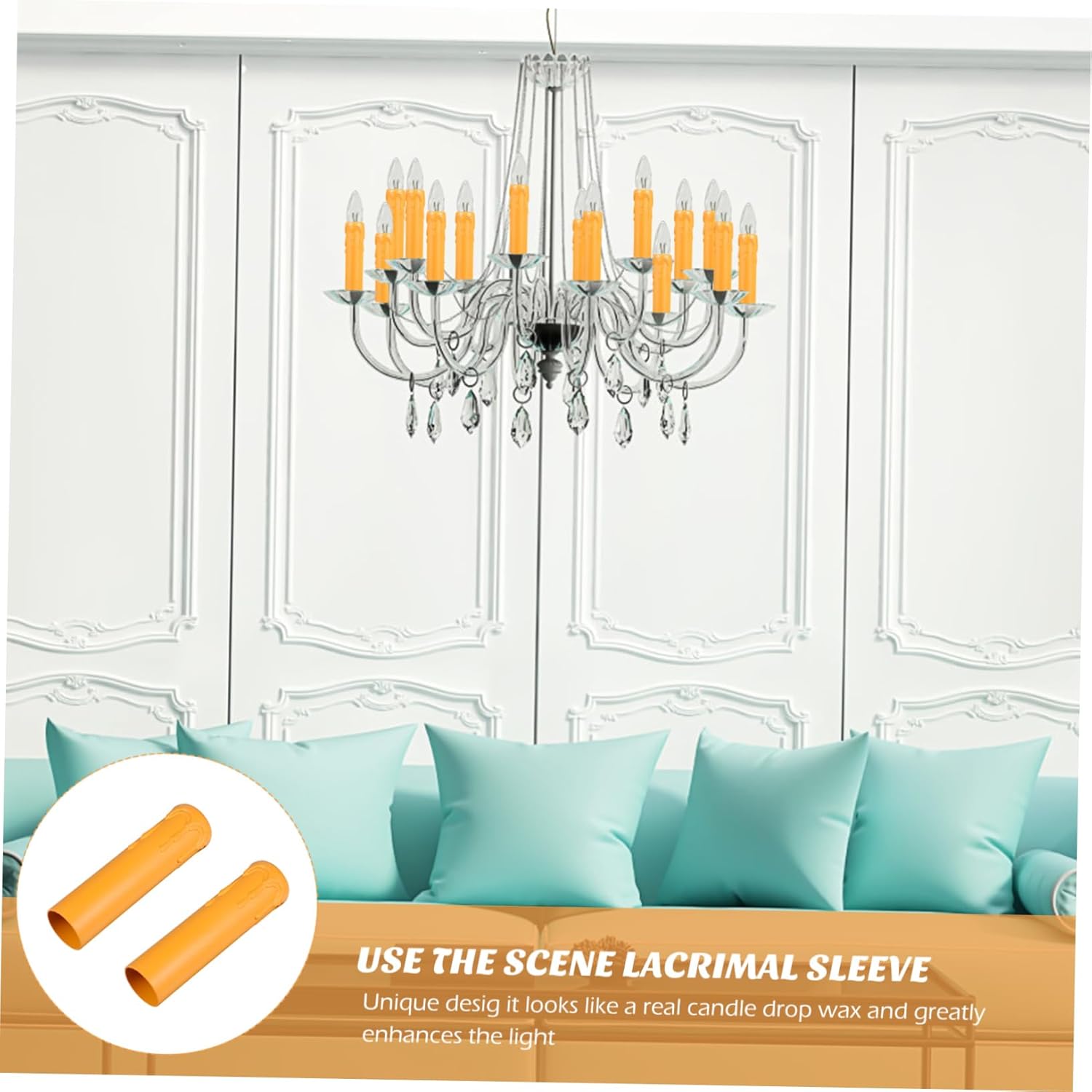 Mikikit 20Pcs Lightweight Tear Pattern Candle Sleeves for Chandeliers