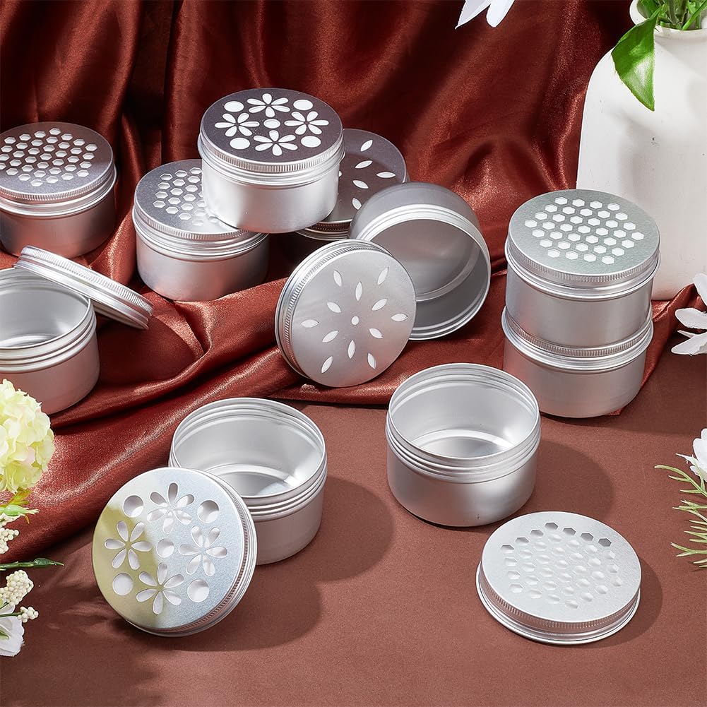 PH PandaHall 12pcs Aluminum Tins with Hollow Lids