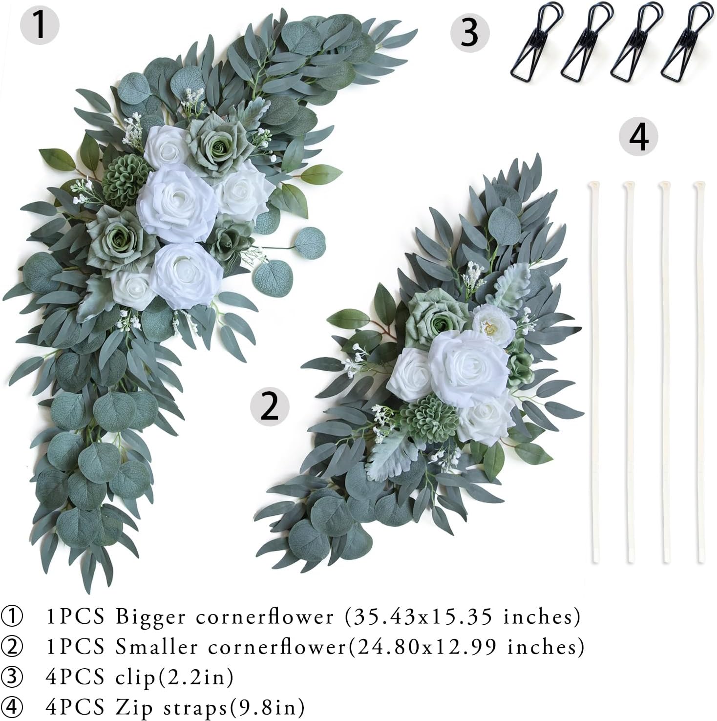 Ponatia Wedding Arch Flowers Pack of 2 Sage Green