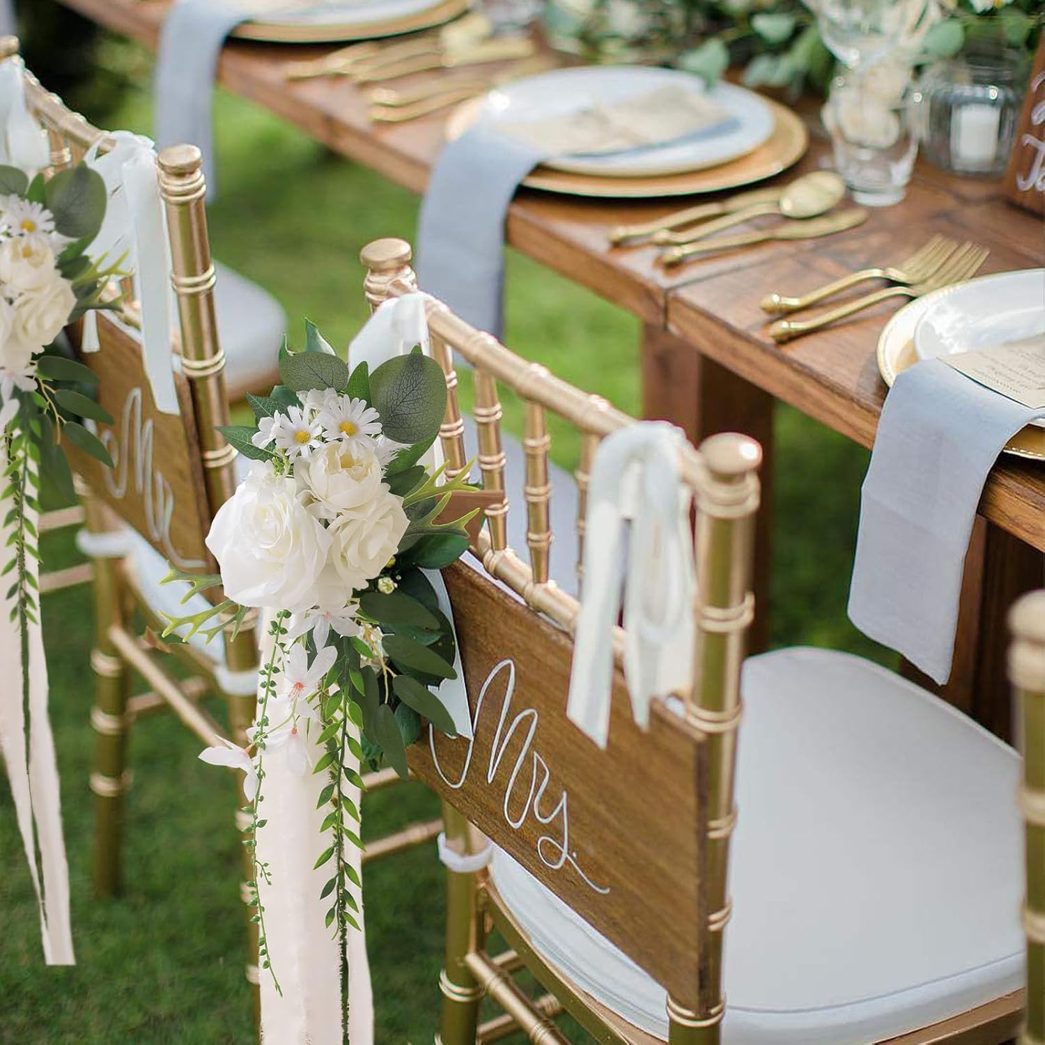 Senseya Wedding Aisle Decorations Set of 8 Chair Back Flowers