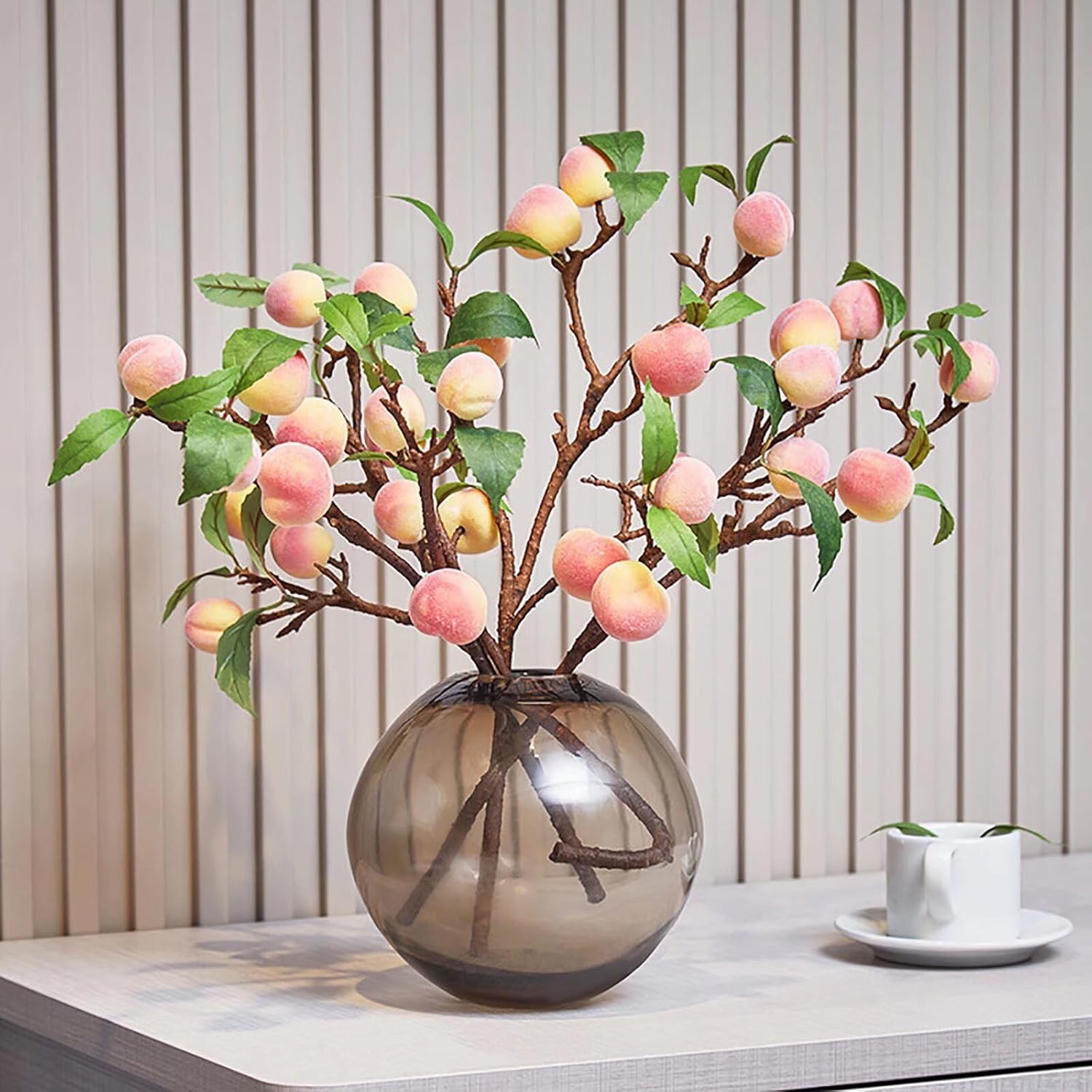 3Pcs Artificial Peach Branches Decor for Home Kitchen Party