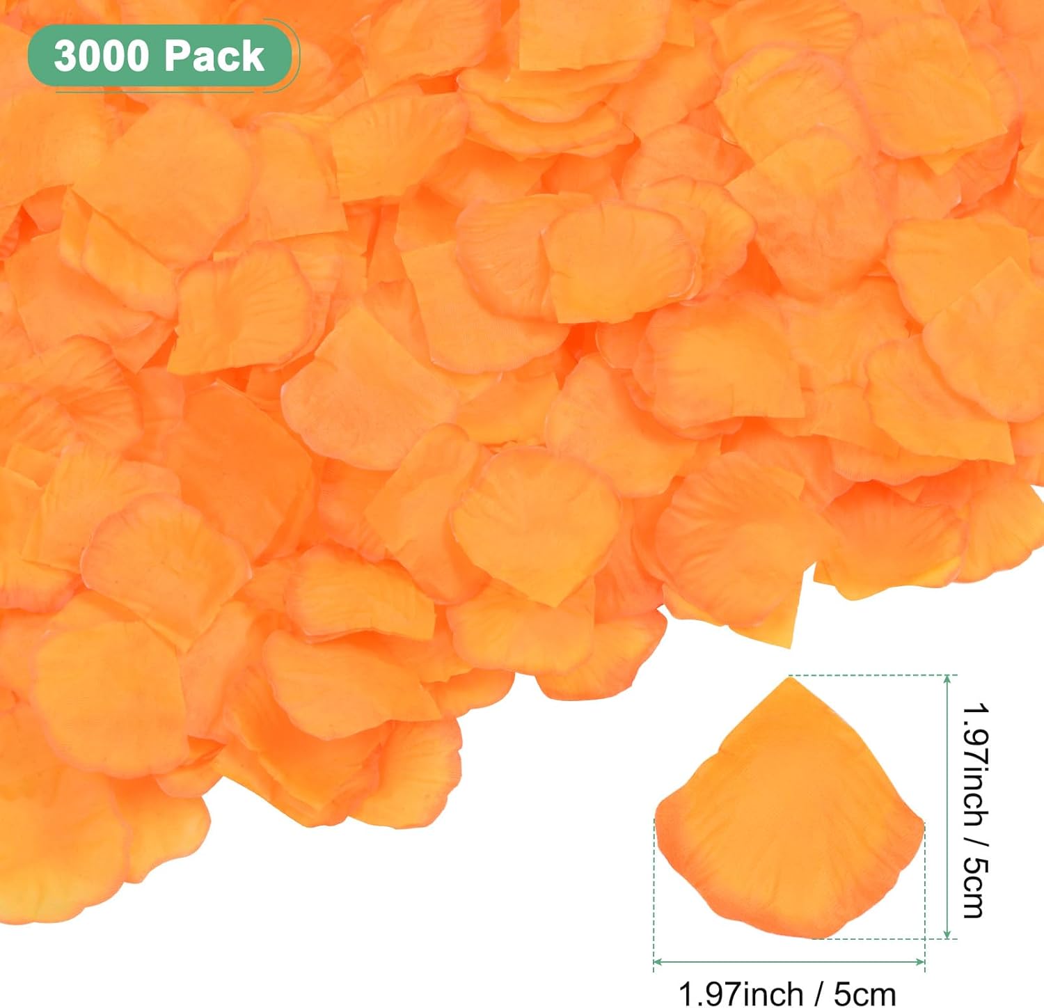3000-Pack Silk Rose Petals for Wedding Decor Orange