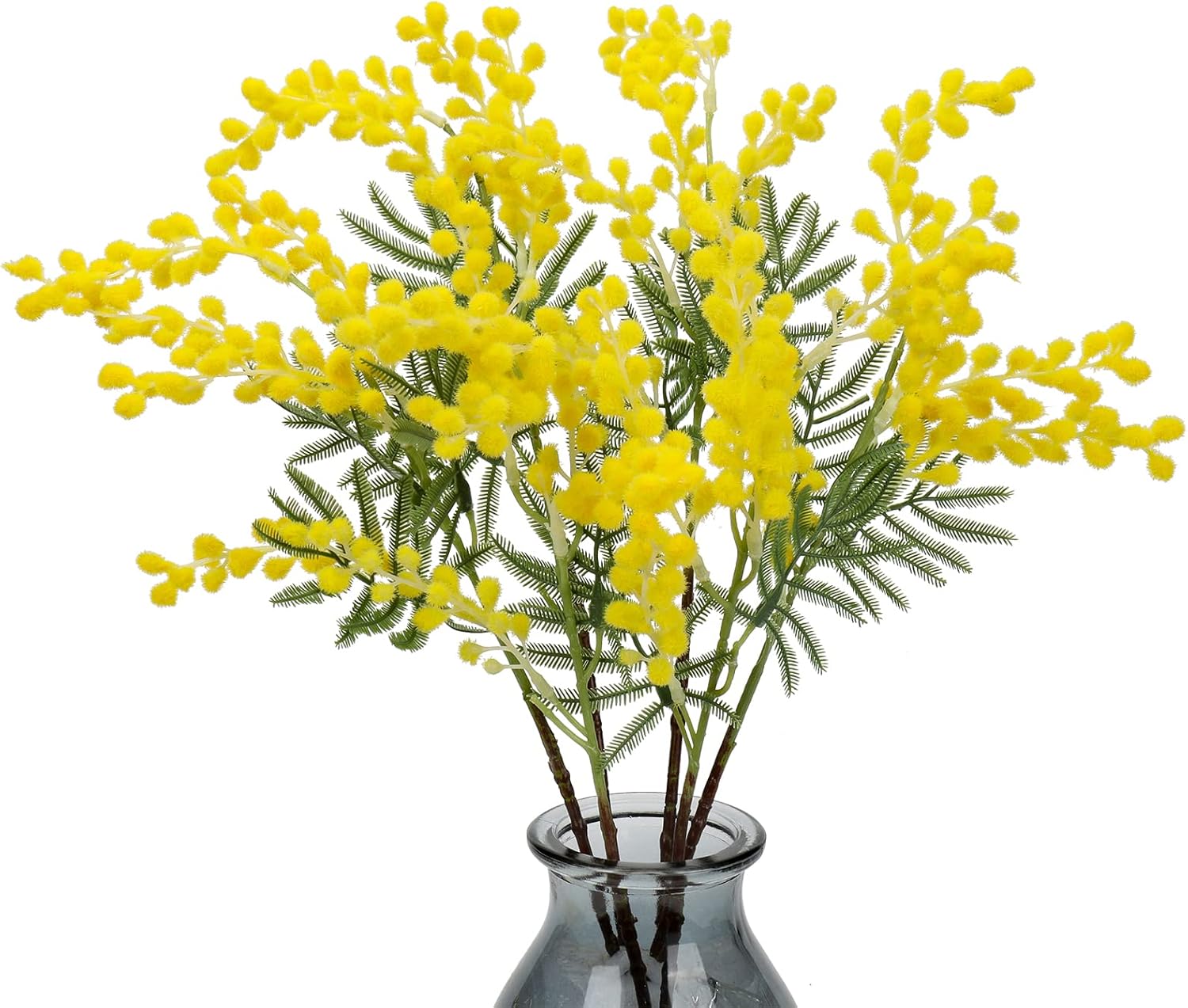 DILATATA Artificial Yellow Mimosa Flowers 165 Inch 6Pcs Spring Decor