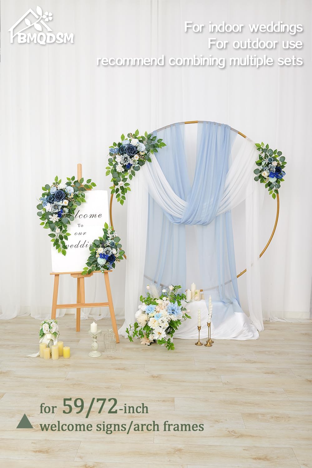 Wedding Welcome Signs with Floral Arch Pack of 2