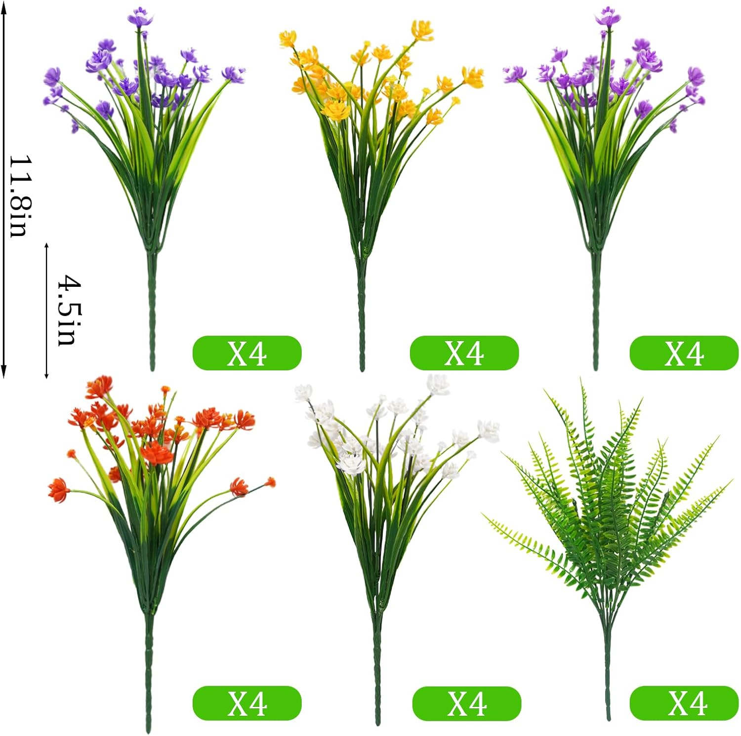 Uieke 24PCS Artificial Flowers for Outdoor Garden Decor