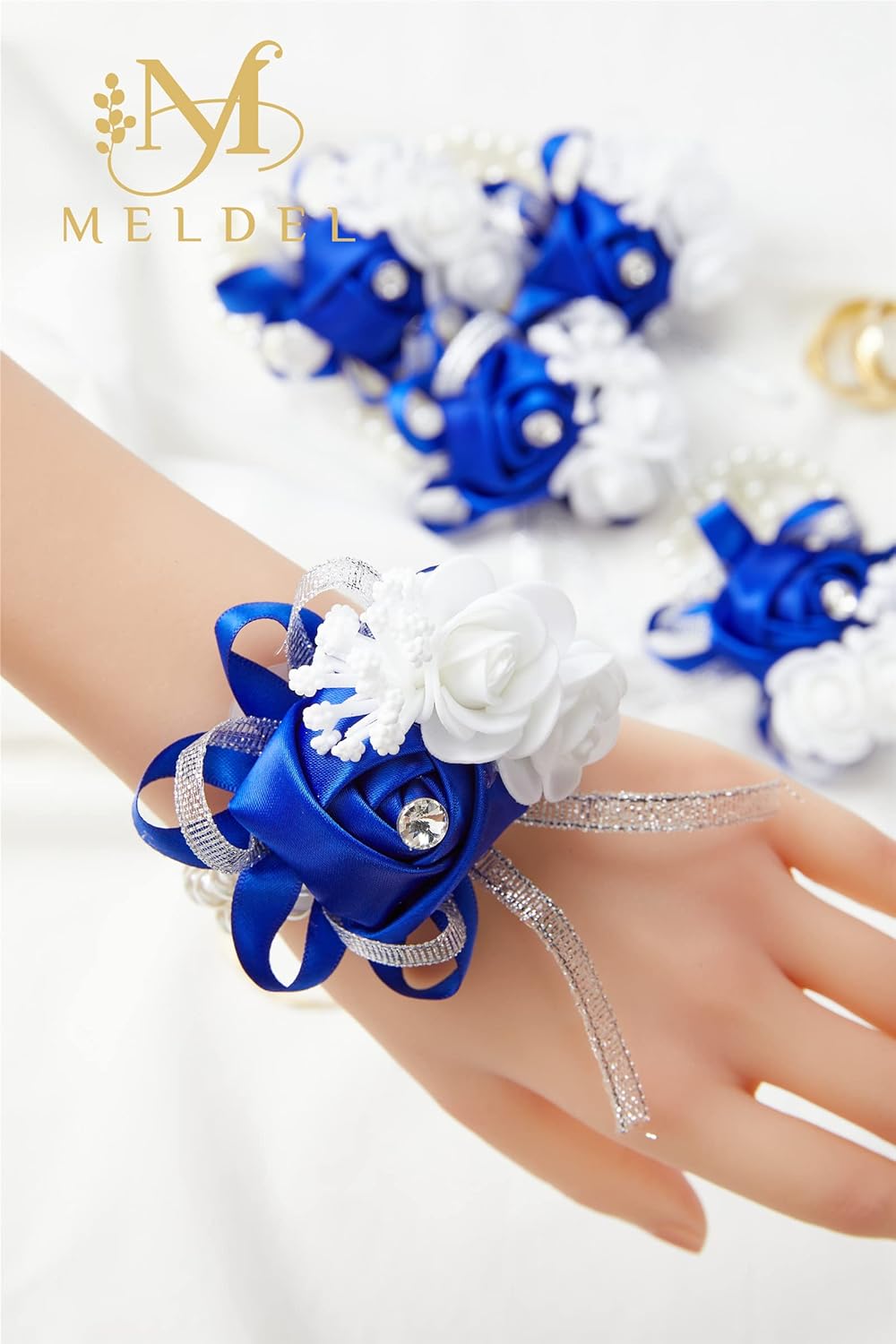 Meldel Royal Blue Wrist Corsages Set of 4