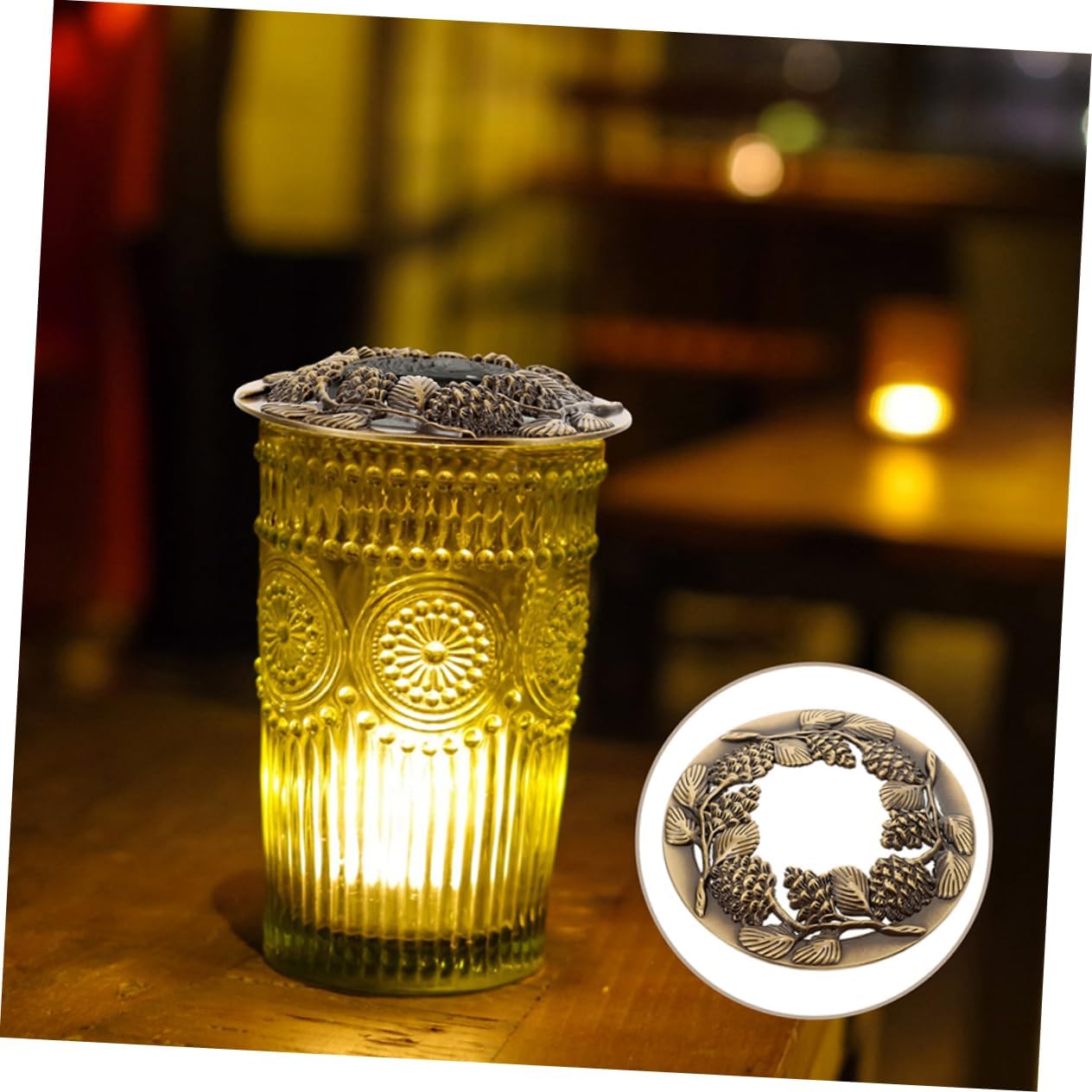 Gadpiparty 2pcs Hollow Jar Lid Covers Metal Candle Sleeves