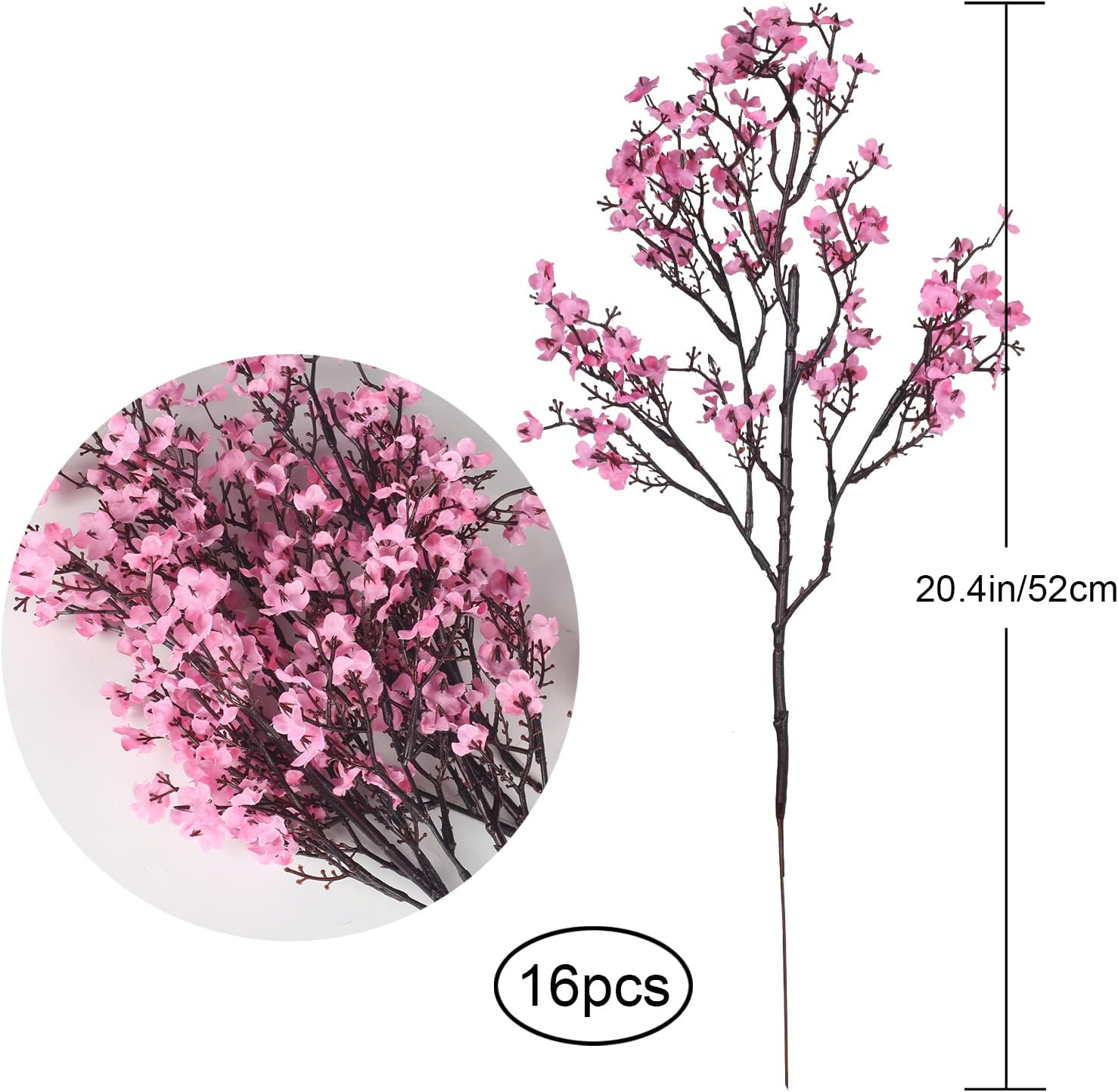 AILANDA 16PCS Pink Artificial Baby Breath Flowers Bouquet Vase Fillers