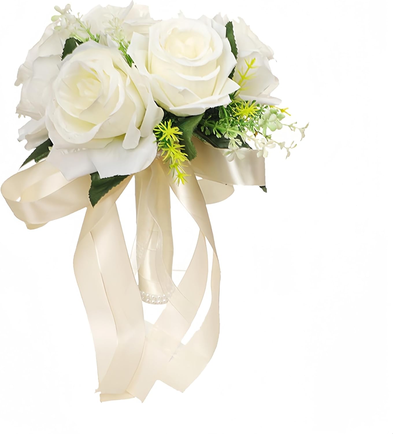 White Silk Artificial Wedding Bouquet 20x24cm 1 Count Classic Elegant Style