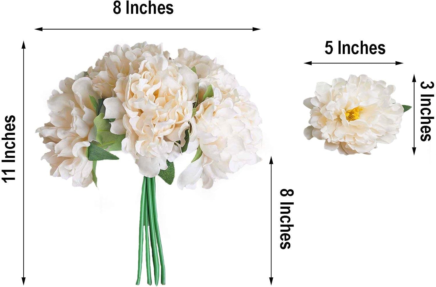 BalsaCircle 11 Inch Cream Silk Peony Bouquet