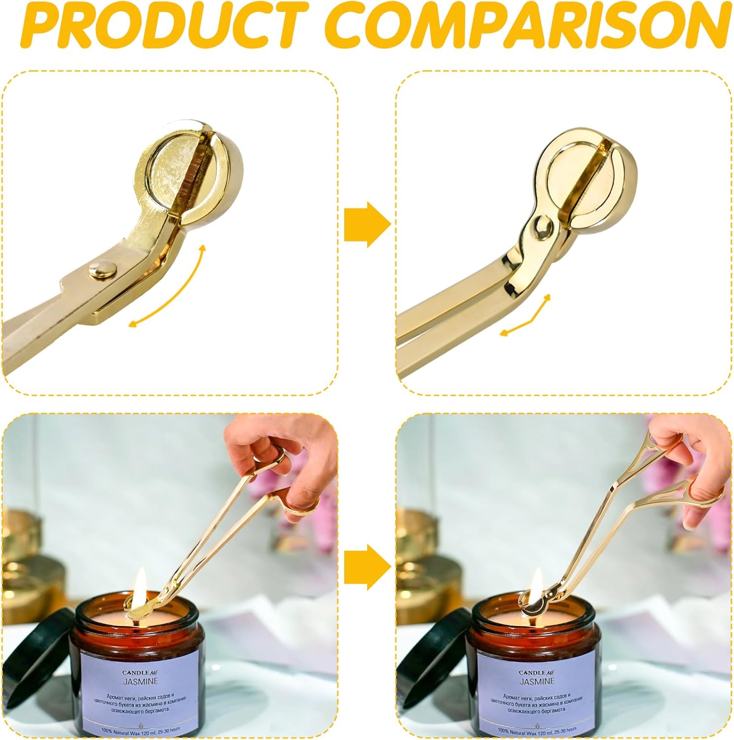 Gold Candle Wick Trimmer with Scissor Head
