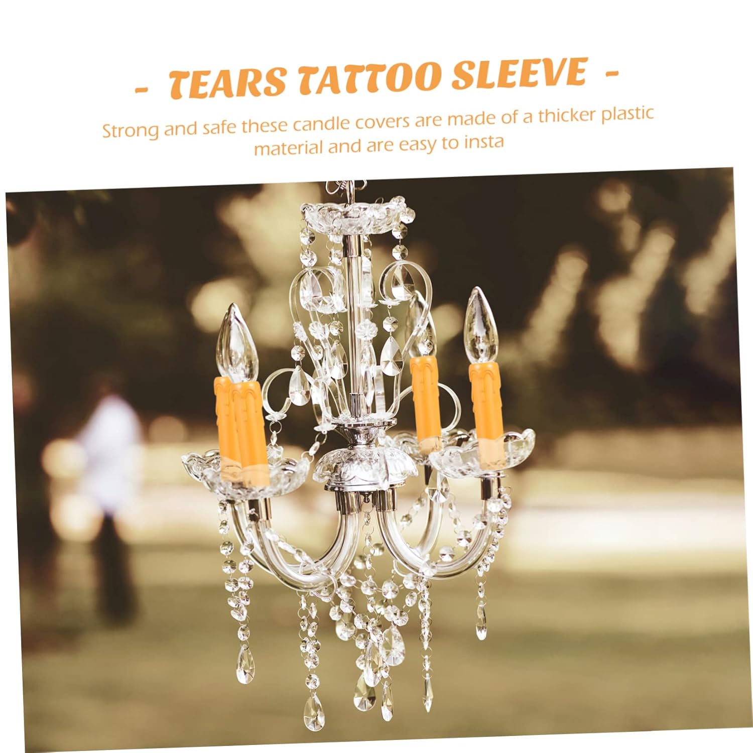 POPETPOP 20 Pcs Tear Pattern Plastic Candle Sleeves for Chandeliers