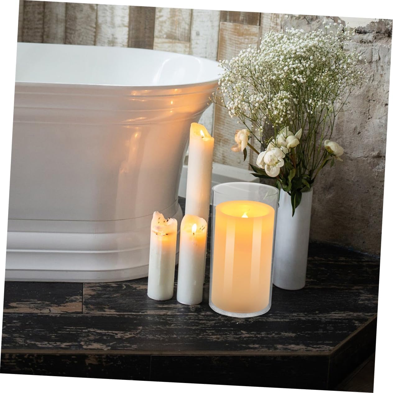 4pcs Glass Candle Holder Sleeves Windproof Covers for Home Dining Cafe