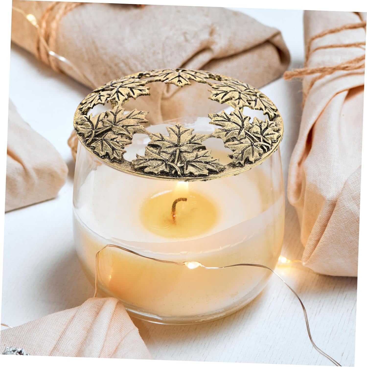 Candle Toppers for Jar Candles with Maple Leaf Design