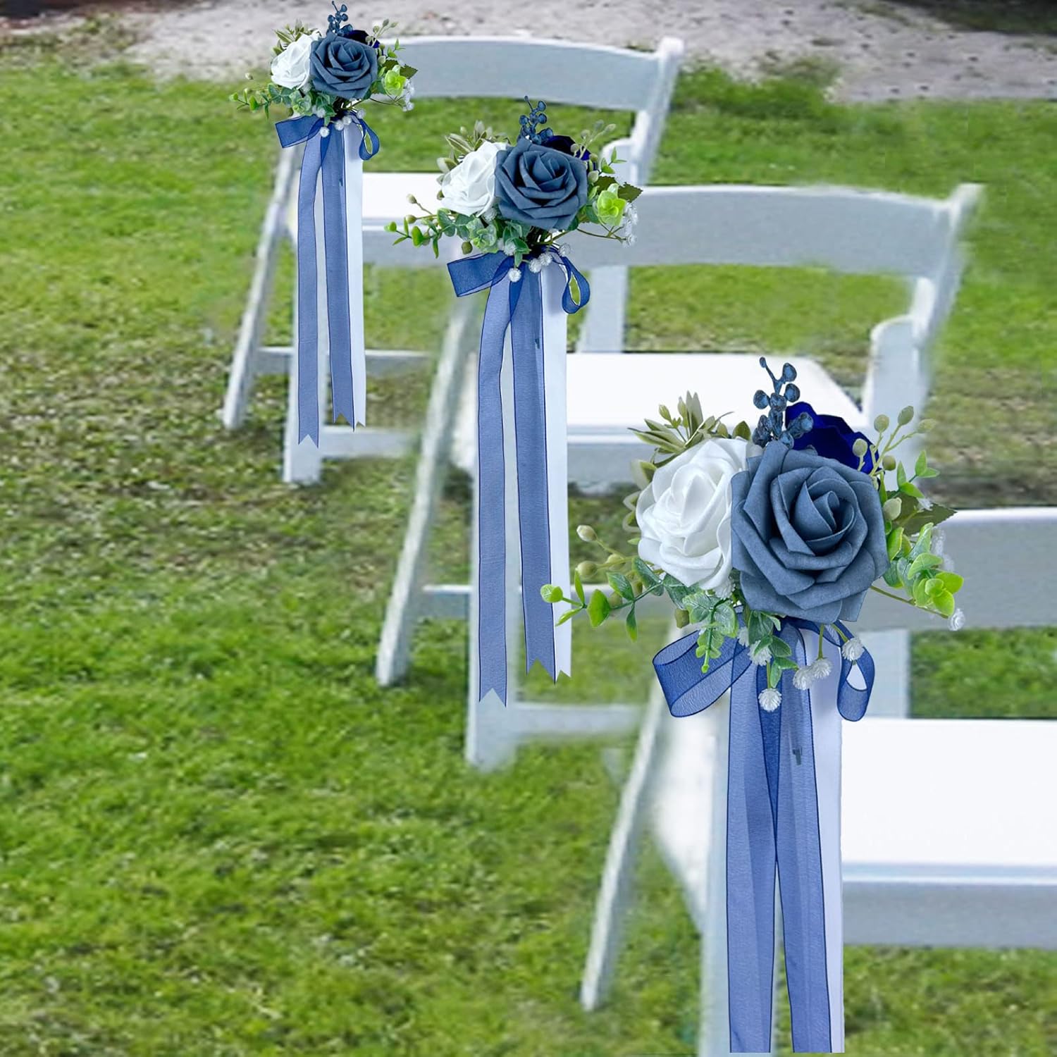 CherishedMoments Blue Wedding Chair Decor Set of 6