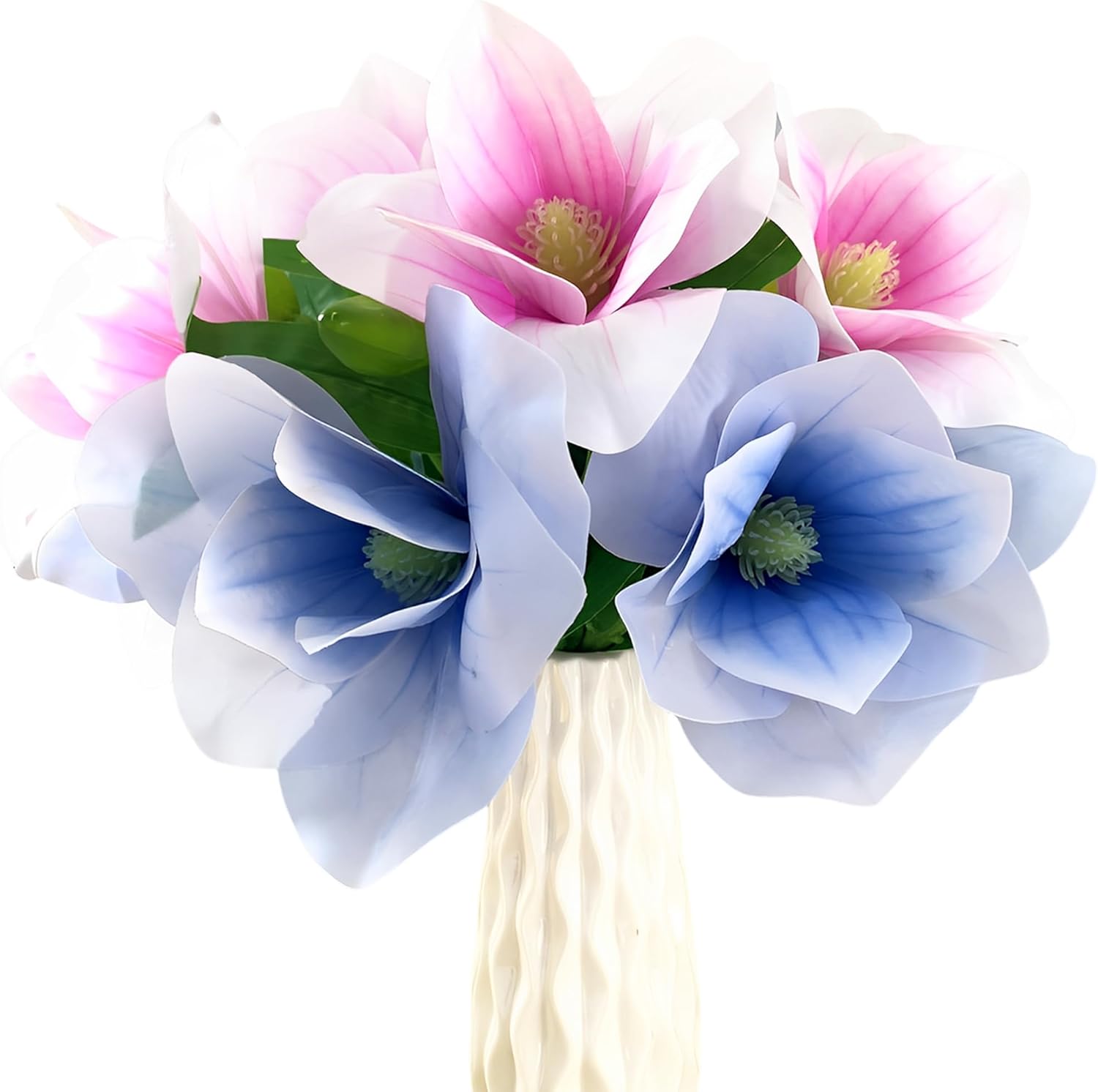 Realistic Artificial Magnolia Flower Stem Set