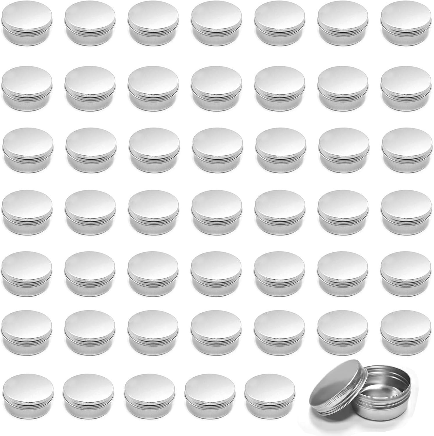 48 Pack 4 oz Silver Aluminum Tin Cans with Screw Lid