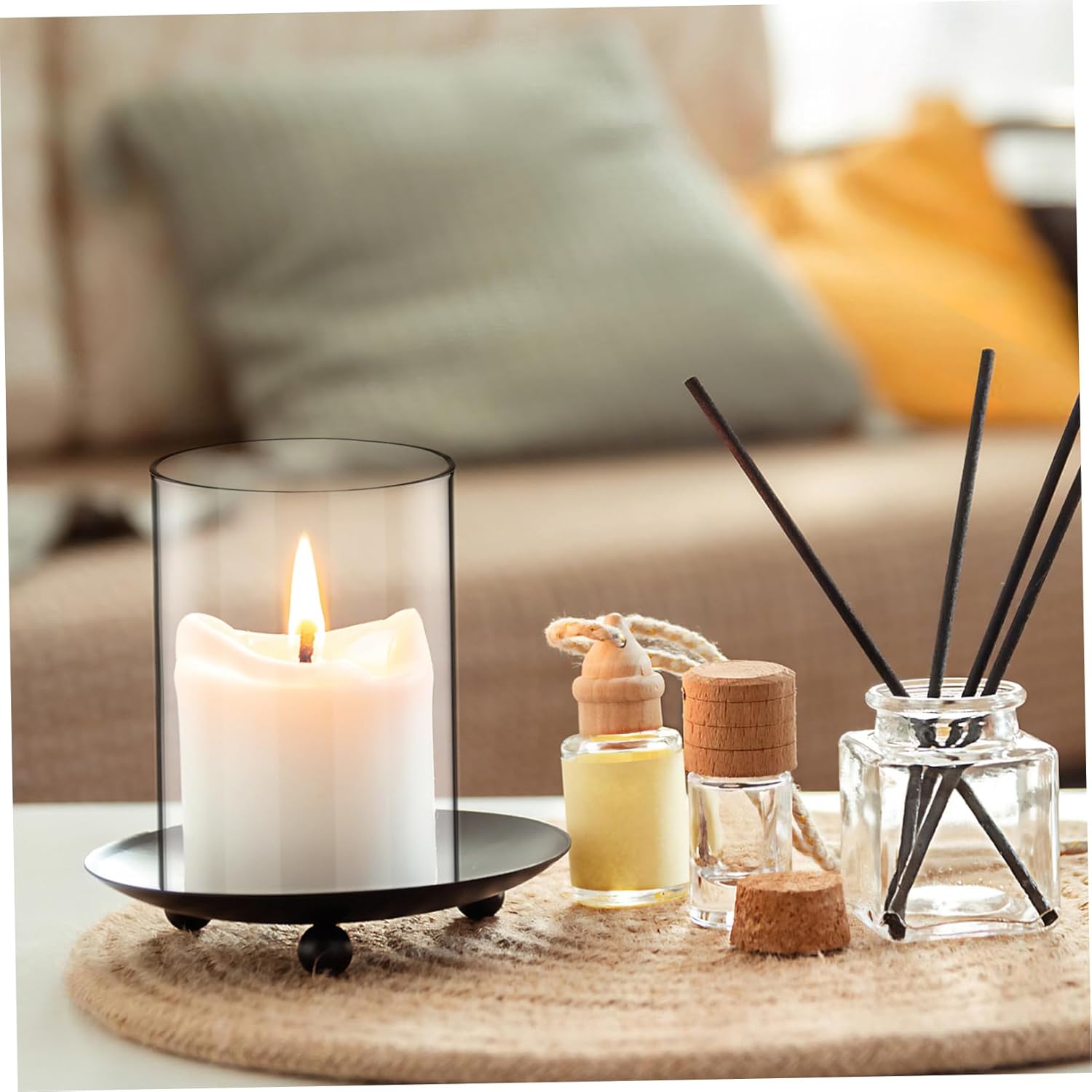 2pcs Glass Candle Covers for Taper Candles with Open Ends Nautical Holder