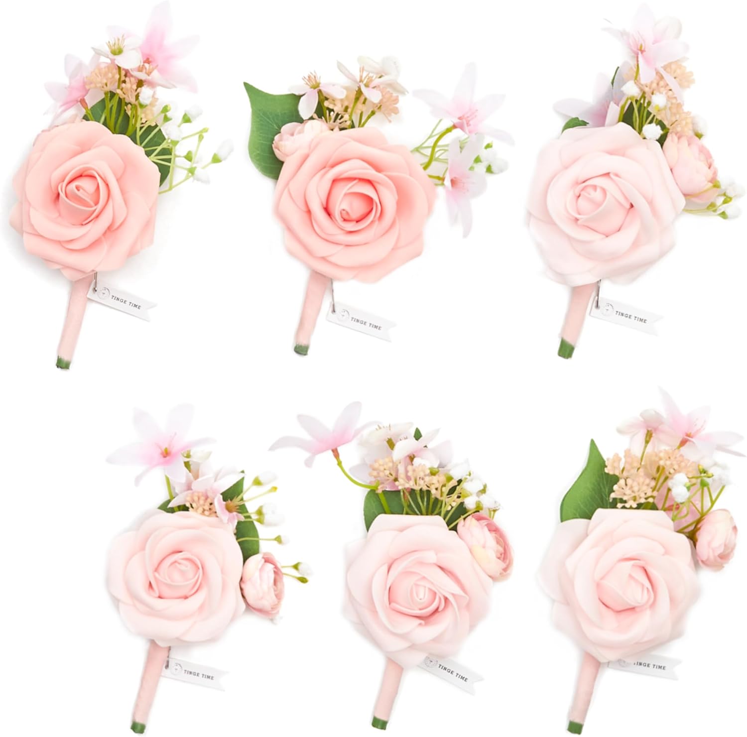 TingeTime Silk Flower Boutonniere Set for Men